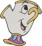Disney Beauty Beast Chip Teacup Close Ups Jumping Playful Expressions Small - Filled Embroidery Design - 1201