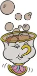 Disney Beauty Beast Chip Teacup Blowing Bubbles With Mrs Potts Mother Son - Filled Embroidery Design - 1202