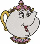 Disney Beauty Beast Mrs Potts Teapot Happy With Spoon Different Angles Set - Filled Embroidery Design - 1220