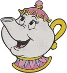 Disney Beauty Beast Mrs Potts Teapot Various Expressions Happy Surprised Kind Collection - Filled Embroidery Design - 1223