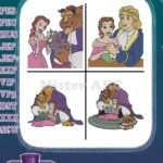 Disney Beauty Beast Belle Beast Reading Book Prince Adam Shared Moments - Filled Embroidery Design - Instant Download