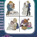 Disney Beauty Beast Prince Adam Belle Wedding Dance Beast Belle Picnic Romantic Designs - Filled Embroidery Design - Instant Download