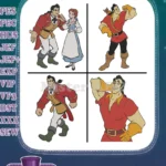 Disney Beauty Beast Gaston And Belle Muscular Villain Poses Confrontation - Filled Embroidery Design - Instant Download