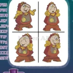 Disney Beauty Beast Cogsworth Clock Standing Gesturing Animated Object Poses - Filled Embroidery Design - Instant Download