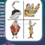 Disney Beauty Beast Featherduster Fifi Cogsworth Gaston Human Lumiere Characters Set - Filled Embroidery Design - Instant Download