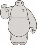 Big Hero 6 Baymax Simple Line Waving Hand And With Hiro Hamada In Ring - Filled Embroidery Design - 1260