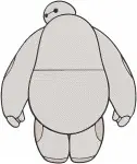 Big Hero 6 Baymax Simple Line Waving Hand And With Hiro Hamada In Ring - Filled Embroidery Design - 1261