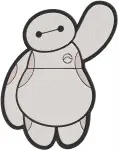Big Hero 6 Baymax Simple Line Waving Hand And With Hiro Hamada In Ring - Filled Embroidery Design - 1262
