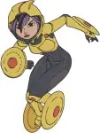 Big Hero 6 Superheroes Fredzilla In Monster Suit And Go Go Tomago Action Poses - Filled Embroidery Design - 1266
