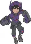 Big Hero 6 Go Go Tomago On Maglev Discs And Hiro Hamada In Purple Armor - Filled Embroidery Design - 1269