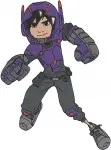Big Hero 6 Go Go Tomago On Maglev Discs And Hiro Hamada In Purple Armor - Filled Embroidery Design - 1271