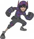 Big Hero 6 Hiro Hamada In Armor And Casual Attire With Armored Baymax Team - Filled Embroidery Design - 1273