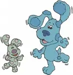 Blues Clues Blue And Green Puppy Polka Dots Playful Interactions And Poses - Filled Embroidery Design - 1294