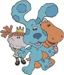 Blues Clues Blue As Reindeer Magenta And Green Puppy Character Collection - Filled Embroidery Design - 1298