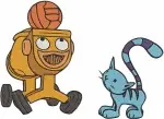 Bob The Builder Characters Scarecrow Bob Dizzy Muck And Pilchard The Cat - Filled Embroidery Design - 1310