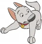 Disney Bolt Superhero Dog Action Poses Running Sitting Alert White German Shepherd - Filled Embroidery Design - 1328