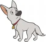 Disney Bolt White Dog Character Various Poses Standing Alert Loyal Pet Animated - Filled Embroidery Design - 1334