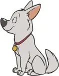 Disney Bolt Dog Barking Loudly Sitting Alert Expressive Canine Character Designs - Filled Embroidery Design - 1336