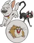 Disney Bolt Mittens Cat Rhino Hamster In Ball Unlikely Friends Animal Trio - Filled Embroidery Design - 1339