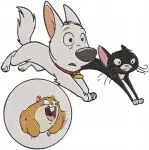 Disney Bolt Mittens Cat Rhino Hamster Group Poses Adventure Team Animal Buddies Bundle - Filled Embroidery Design - 1343