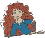 Disney Brave Merida With Bow Queen Elinor As Maudie The Witch Portrait - Filled Embroidery Design - 1369