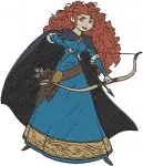 Disney Brave Merida With Bow Sitting With Angus Horse Scottish Highlands Collection - Filled Embroidery Design - 1378