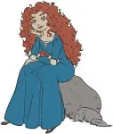Disney Brave Merida With Bow Sitting With Angus Horse Scottish Highlands Collection - Filled Embroidery Design - 1380