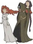 Disney Brave Merida Riding Angus Horse With Queen Elinor Mother Daughter - Filled Embroidery Design - 1385