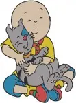 Caillou And Gilbert The Cat Playing Hiding Kids Educational Coon Characters - Filled Embroidery Design - 1395