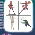 Big Hero 6 Characters Honey Lemon Aunt Cass And Wasabi No Ginger Posing - Filled Embroidery Design - Instant Download