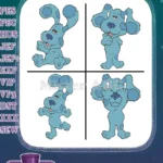 Blues Clues Blue The Dog Various Cute Expressions And Adorable Poses - Filled Embroidery Design - Instant Download