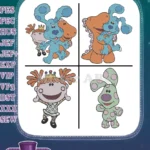 Blues Clues Blue As Reindeer Magenta And Green Puppy Character Collection - Filled Embroidery Design - Instant Download