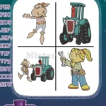 Bob The Builder Wendy With Muck Truck Pilchard Cat Dizzy Cement Mixer Set - Filled Embroidery Design - Instant Download