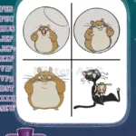 Disney Bolt Rhino The Hamster Fanboy In Ball Mittens Cat With Rhino Friends - Filled Embroidery Design - Instant Download