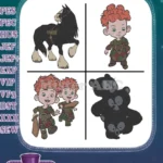 Disney Brave Merida Angus Horse Triplet Brothers Harris Hubert Hamish Bear Form - Filled Embroidery Design - Instant Download