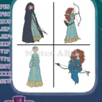 Disney Brave Merida Archer Princess Queen Elinor Elegant Mother Scottish Royalty Bundle - Filled Embroidery Design - Instant Download