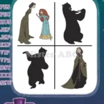 Disney Brave Queen Elinor Bear Form Human Form With Merida Transformation - Filled Embroidery Design - Instant Download