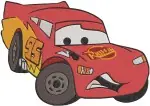 Disney Pixar Cars Lightning Mcqueen Rust Eze Sponsor Poses Red Race Car - Filled Embroidery Design - 1421