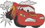 Disney Pixar Cars Lightning Mcqueen Crashed Happy Flames Emotional Racer Set - Filled Embroidery Design - 1428