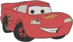 Disney Pixar Cars Lightning Mcqueen Crashed Happy Flames Emotional Racer Set - Filled Embroidery Design - 1429