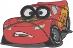Disney Pixar Cars Lightning Mcqueen Crashed Happy Flames Emotional Racer Set - Filled Embroidery Design - 1431