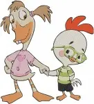 Chicken Little Abby Mallard The Ugly Duckling And Chicken Little Friendship - Filled Embroidery Design - 1465