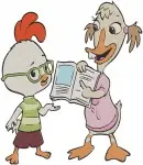 Chicken Little Abby Mallard With Popcorn Buck Cluck And Chicken Little Family - Filled Embroidery Design - 1468