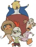 Chicken Little Mayor Turkey Lurkey With His Family Wife And Children Town Leader - Filled Embroidery Design - 1501