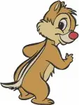Chip And Dale Classic Style Dog Like Pose Standing And Dale With Detective Hat - Filled Embroidery Design - 1531