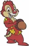 Chip And Dale Rescue Rangers Dale Flying Pointing Chip With Hat Winter Coat Dale - Filled Embroidery Design - 1546