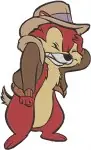 Chip And Dale Rescue Rangers Dale Flying Pointing Chip With Hat Winter Coat Dale - Filled Embroidery Design - 1547
