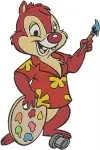 Chip And Dale Rescue Rangers Dale Flying Pointing Chip With Hat Winter Coat Dale - Filled Embroidery Design - 1548
