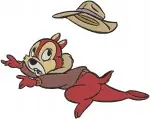 Chip And Dale Rescue Rangers Dale Flying Pointing Chip With Hat Winter Coat Dale - Filled Embroidery Design - 1549