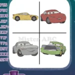 Disney Pixar Cars Jackson Storm Sally Carrera Chick Hicks Sterling Silver Racers Collection - Filled Embroidery Design - Instant Download